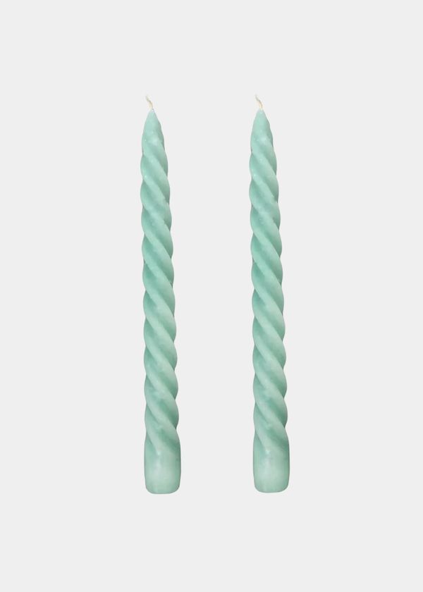 Dupla Vela Castiçal Twist Verde Água