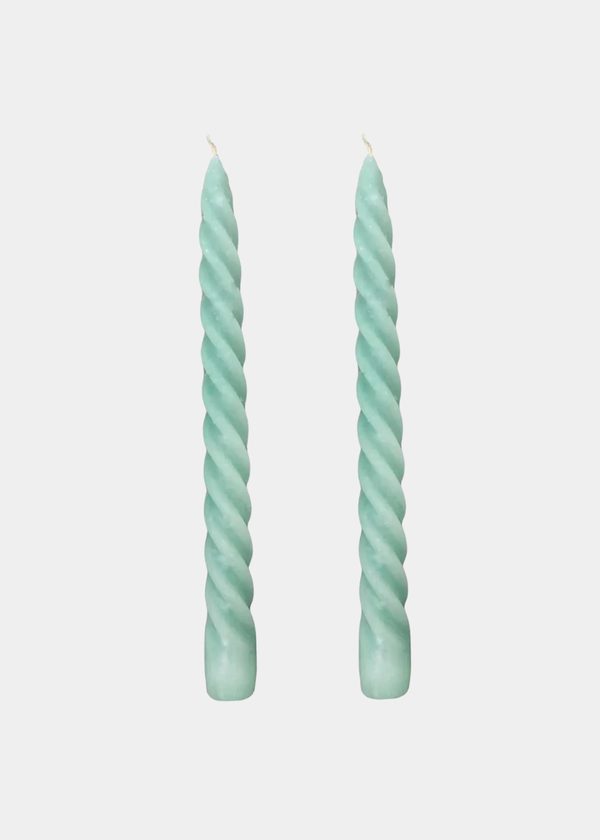 Dupla Vela Castiçal Twist Verde Água