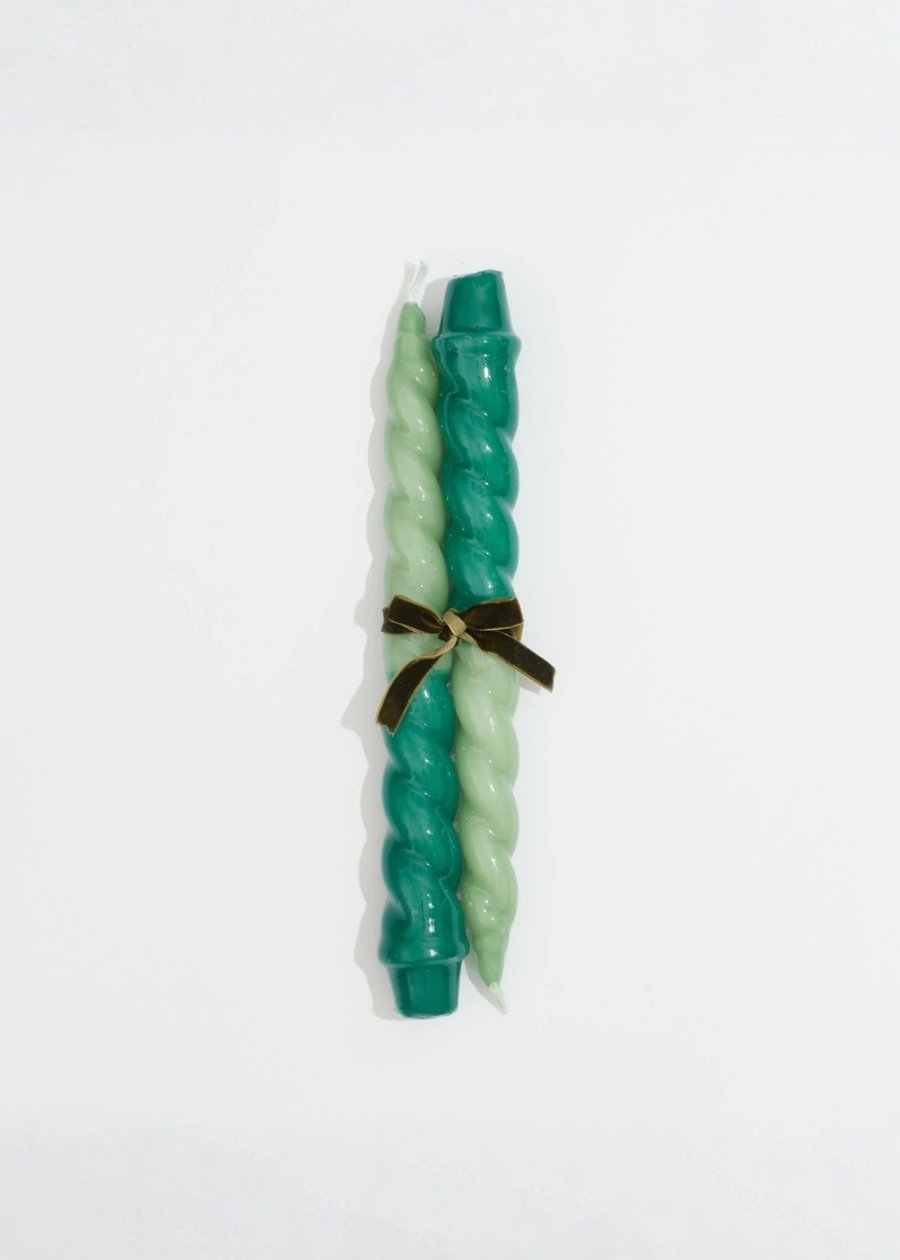 Dupla de Vela Castiçal Duex Verde Oliva E Verde Musgo