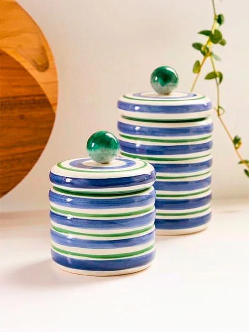 Pote Cerãmica Agata Azul P