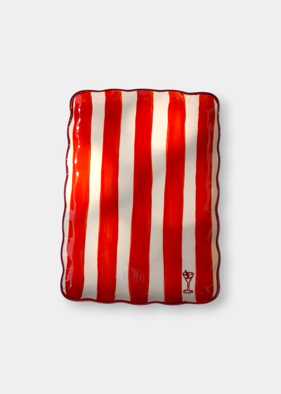 Travessa Stripes Laranja & Bordô