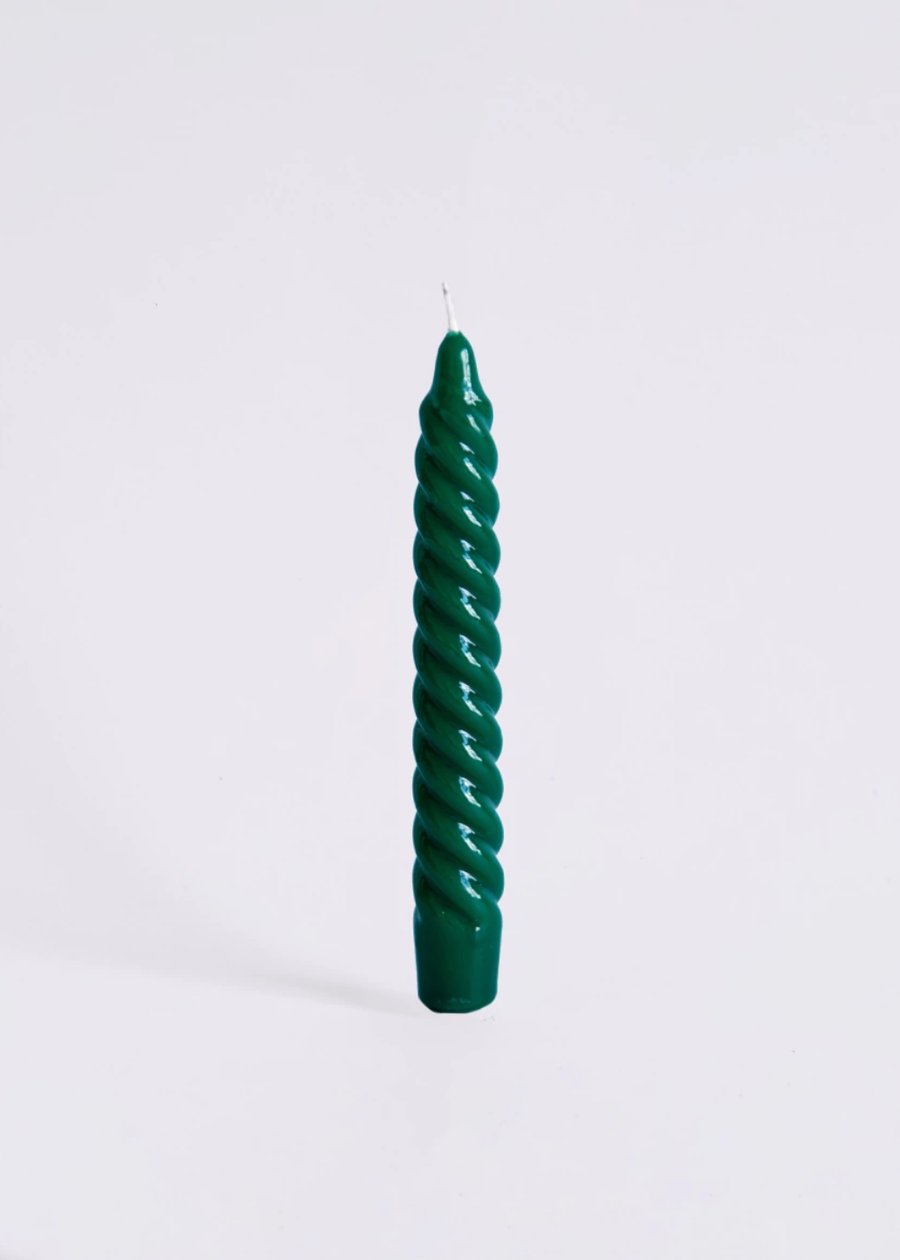 Vela Castiçal Zig Zag Verde Escuro