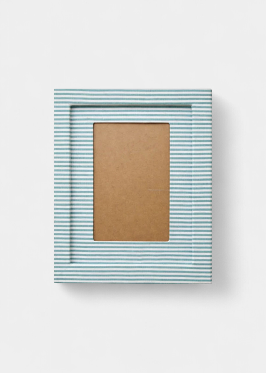 Quadro De Tecido Listrado Verde