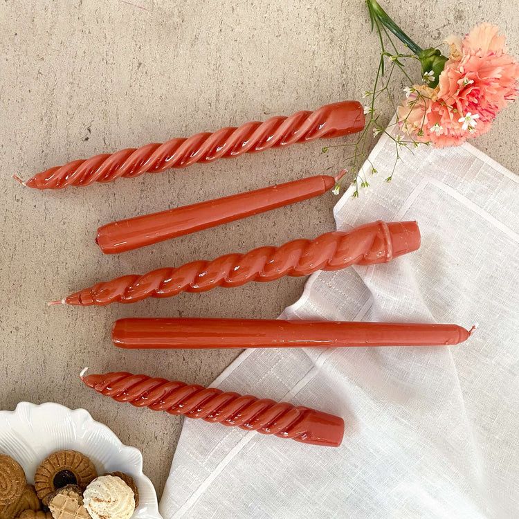Vela Castiçal Twist Bold Terracota