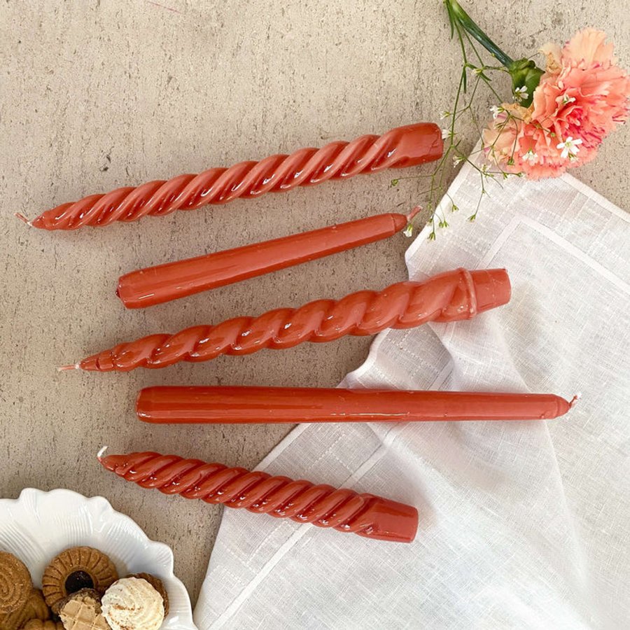 Vela Castiçal Twist Bold Terracota