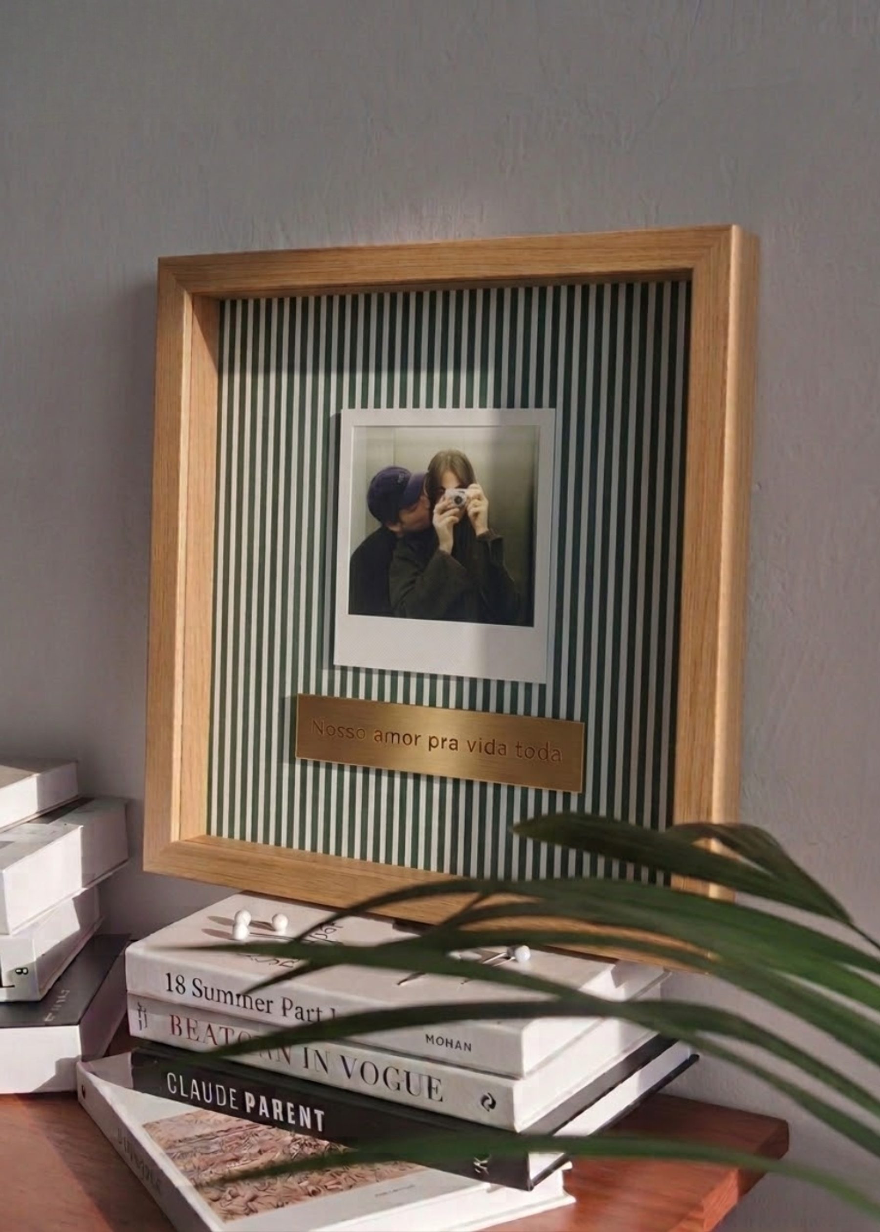 Quadro “Nosso Amor Pra Vida Toda” Com Polaroid Verde 2
