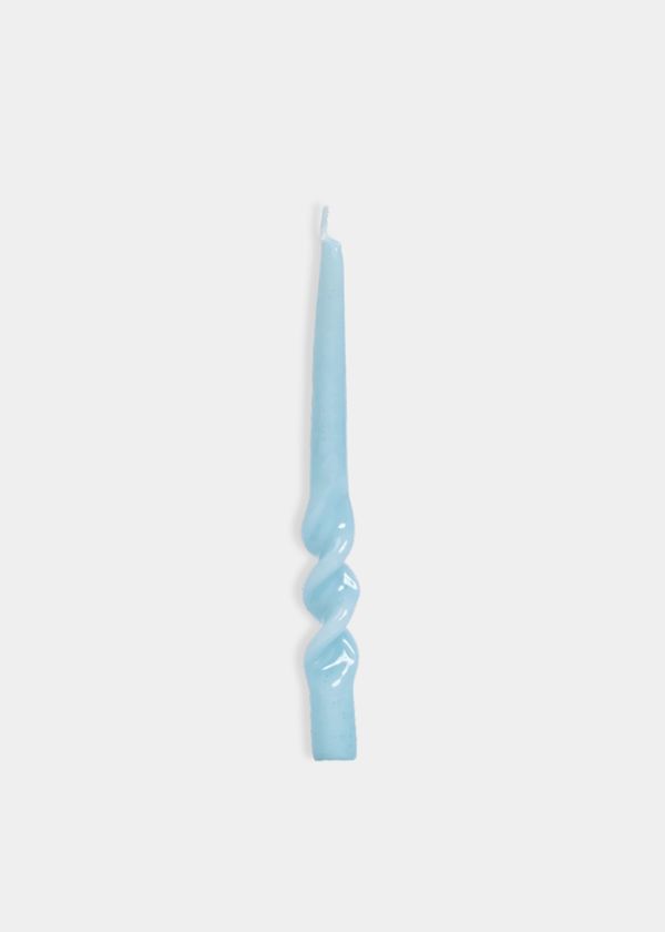 Vela Castiçal Semi Espiral Azul Cian