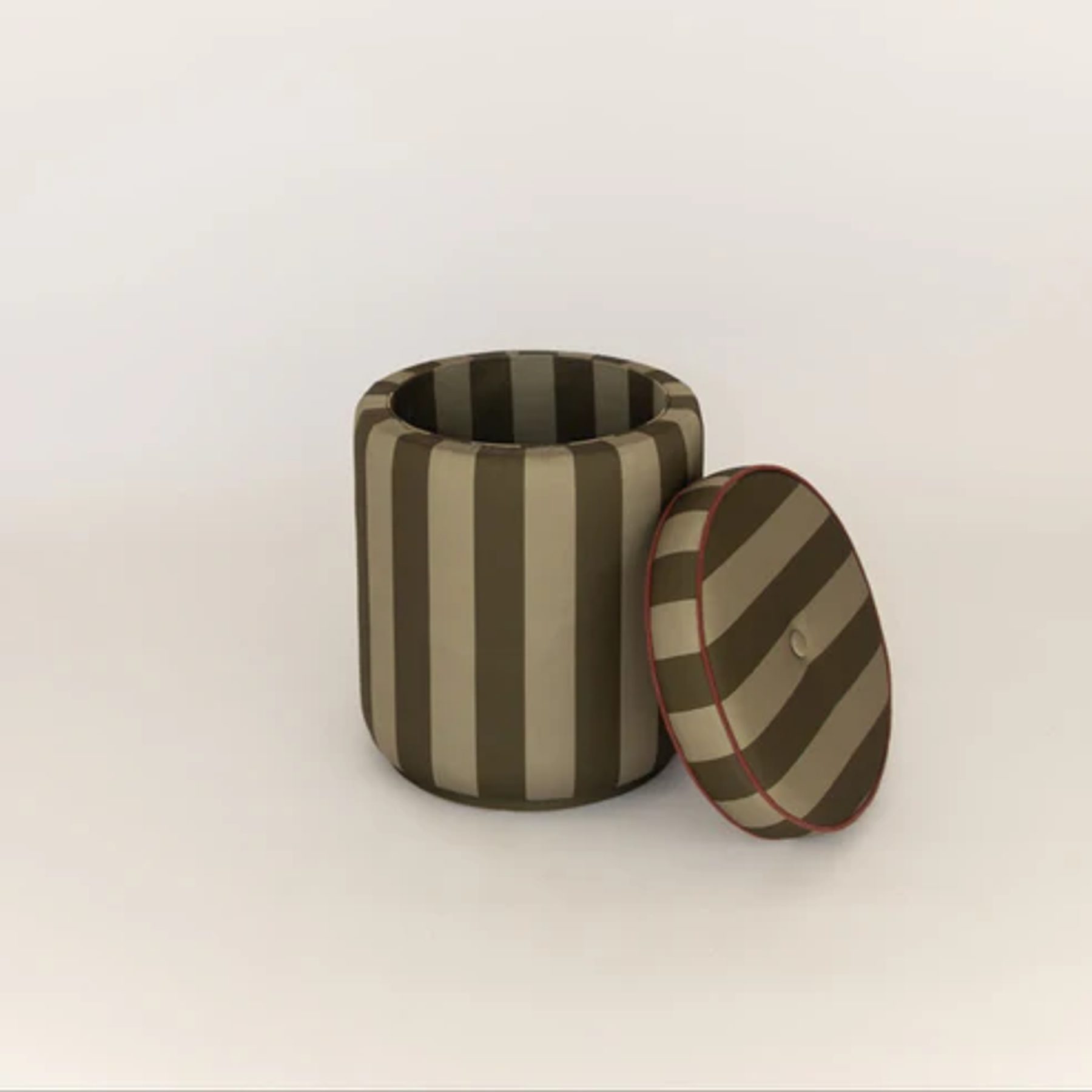 Puff Baú Listrado Sálvia & Militar 2