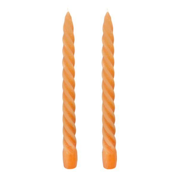 Dupla Vela Castiçal Twist Laranja