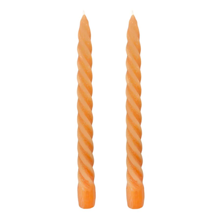 Dupla Vela Castiçal Twist Laranja
