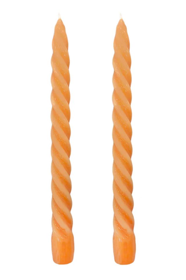 Dupla Vela Castiçal Twist Laranja