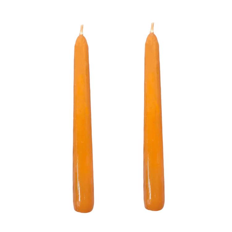 Dupla Vela Castiçal Cônica Laranja P