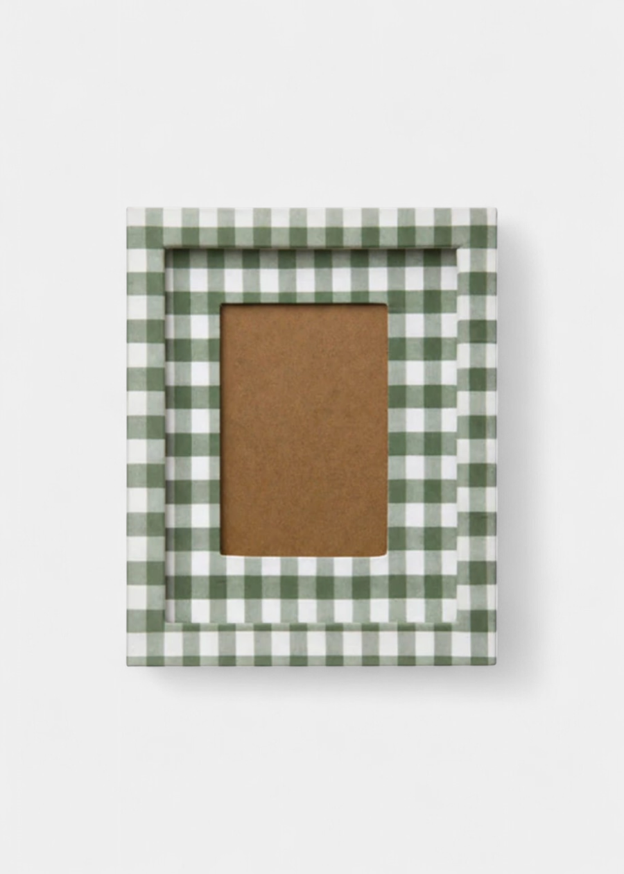 Quadro De Tecido Xadrez Verde