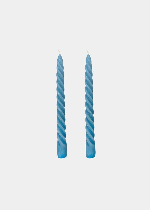 Dupla Vela Castiçal Twist Azul Claro