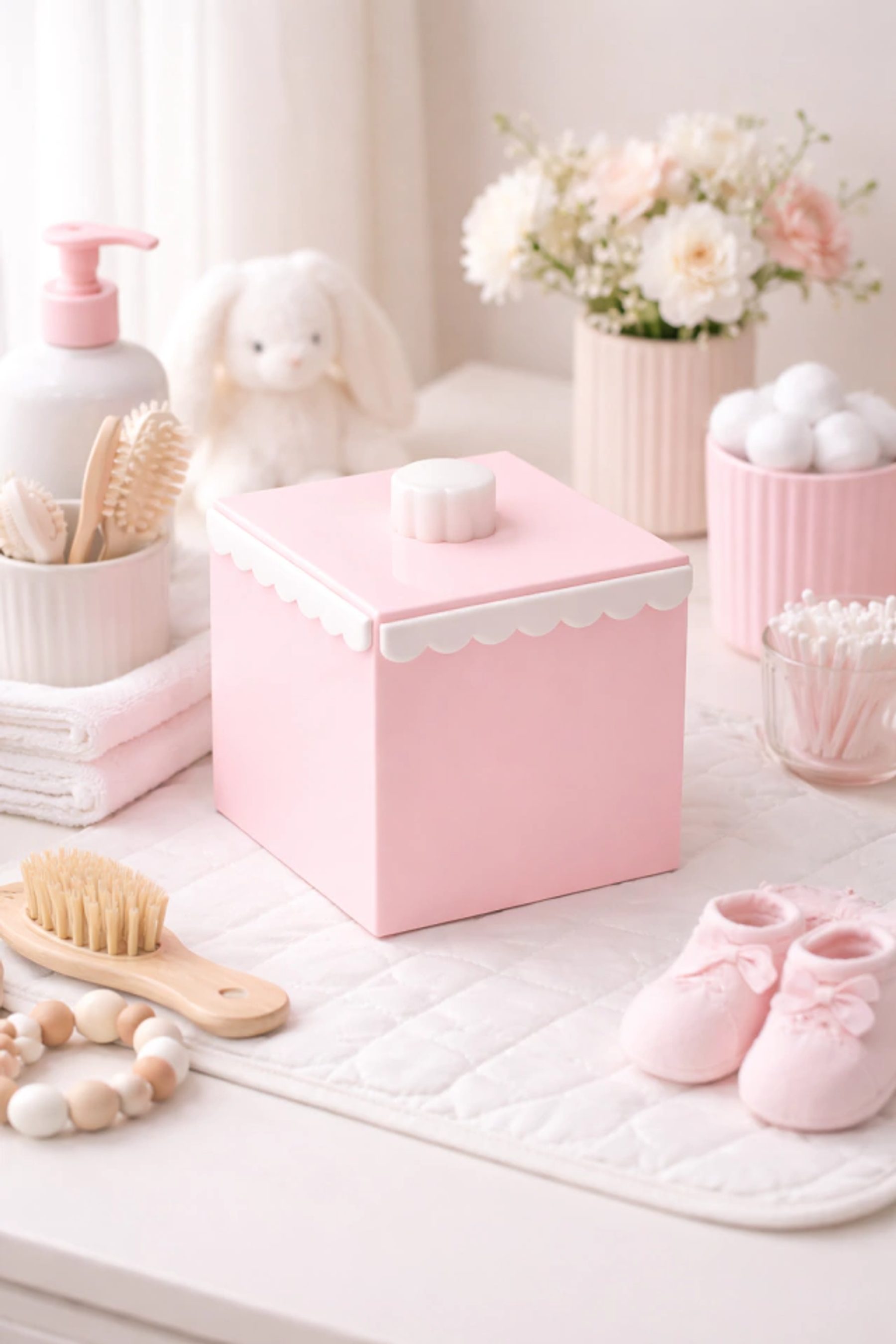 Pote Ondas Rosa Bebê Com Tampa 2