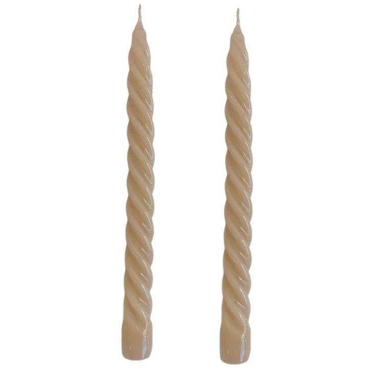Dupla Vela Castiçal Twist Bege