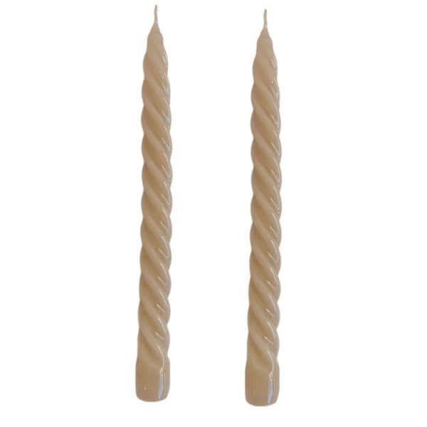 Dupla Vela Castiçal Twist Bege