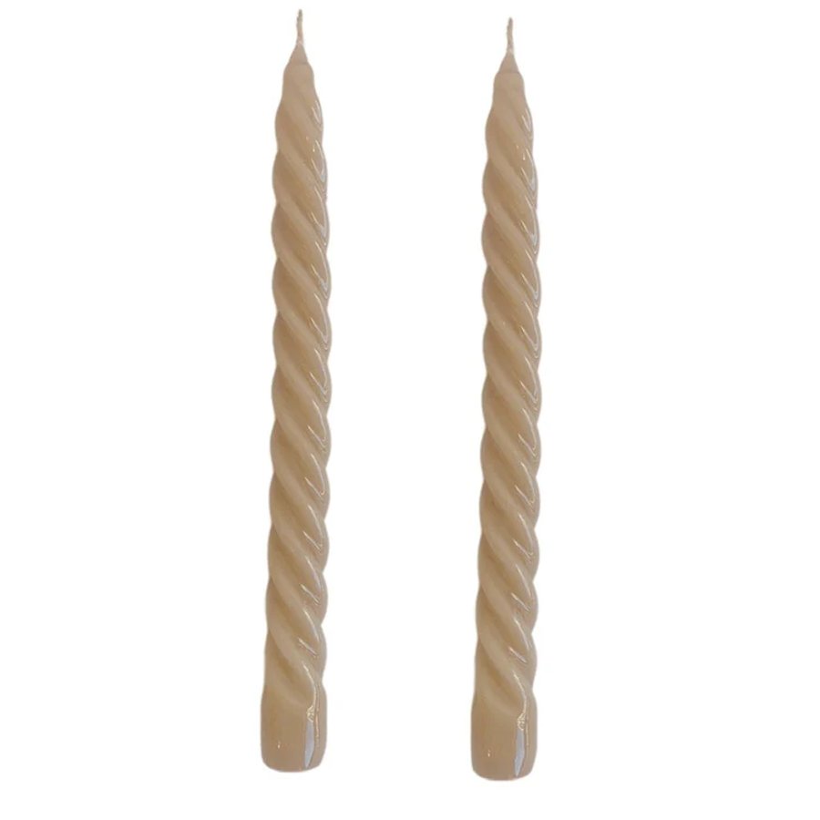 Dupla Vela Castiçal Twist Bege