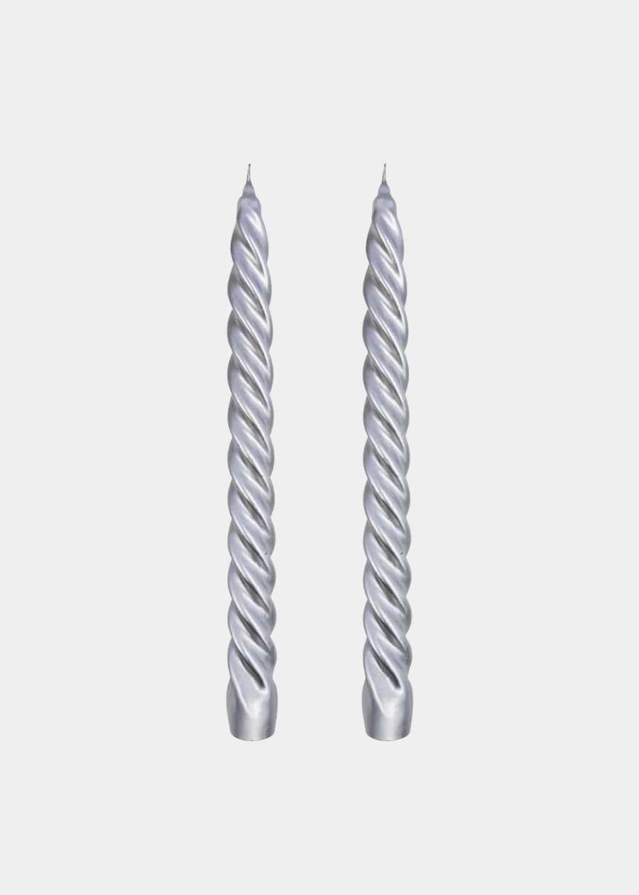 Dupla Vela Castiçal Twist Prata