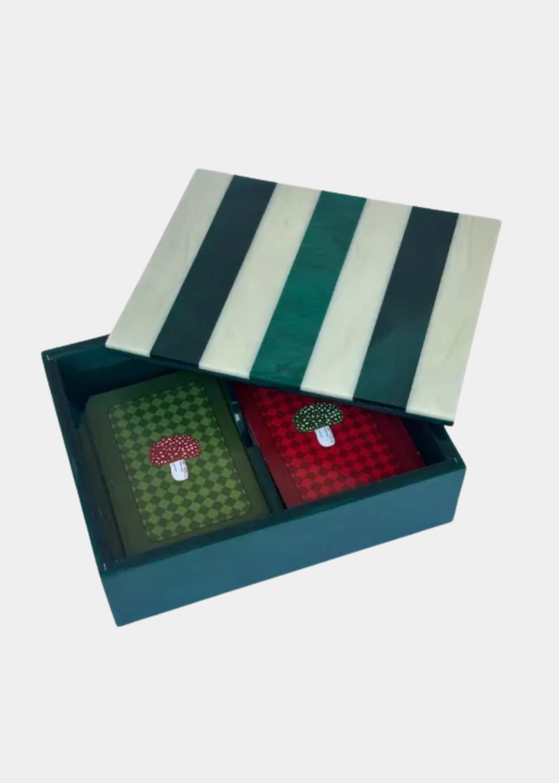 Kit Caixa De Baralho Off White E Verde + Toalha De Baralho 4