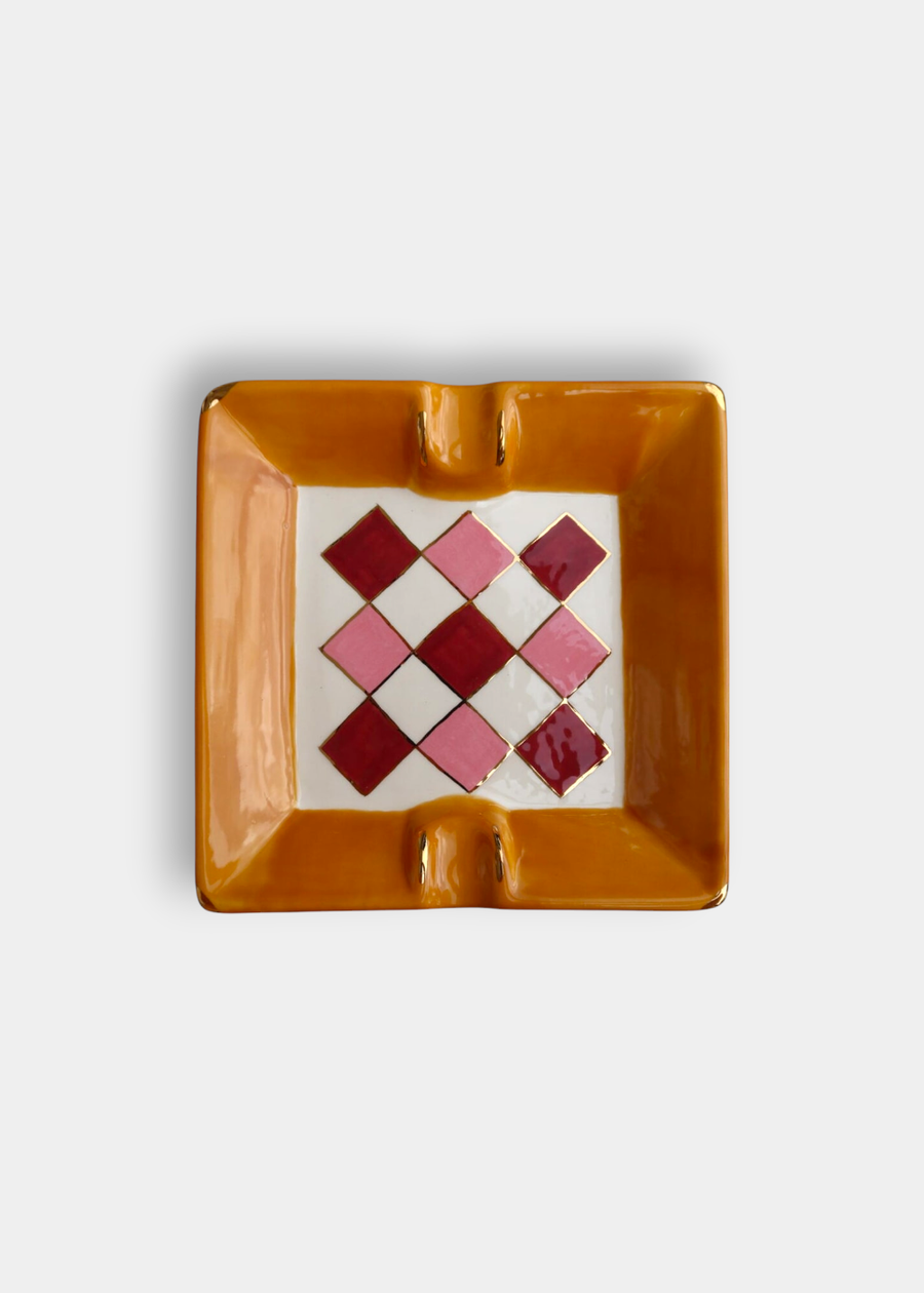 Cinzeiro Checkered Mostarda & Rosa