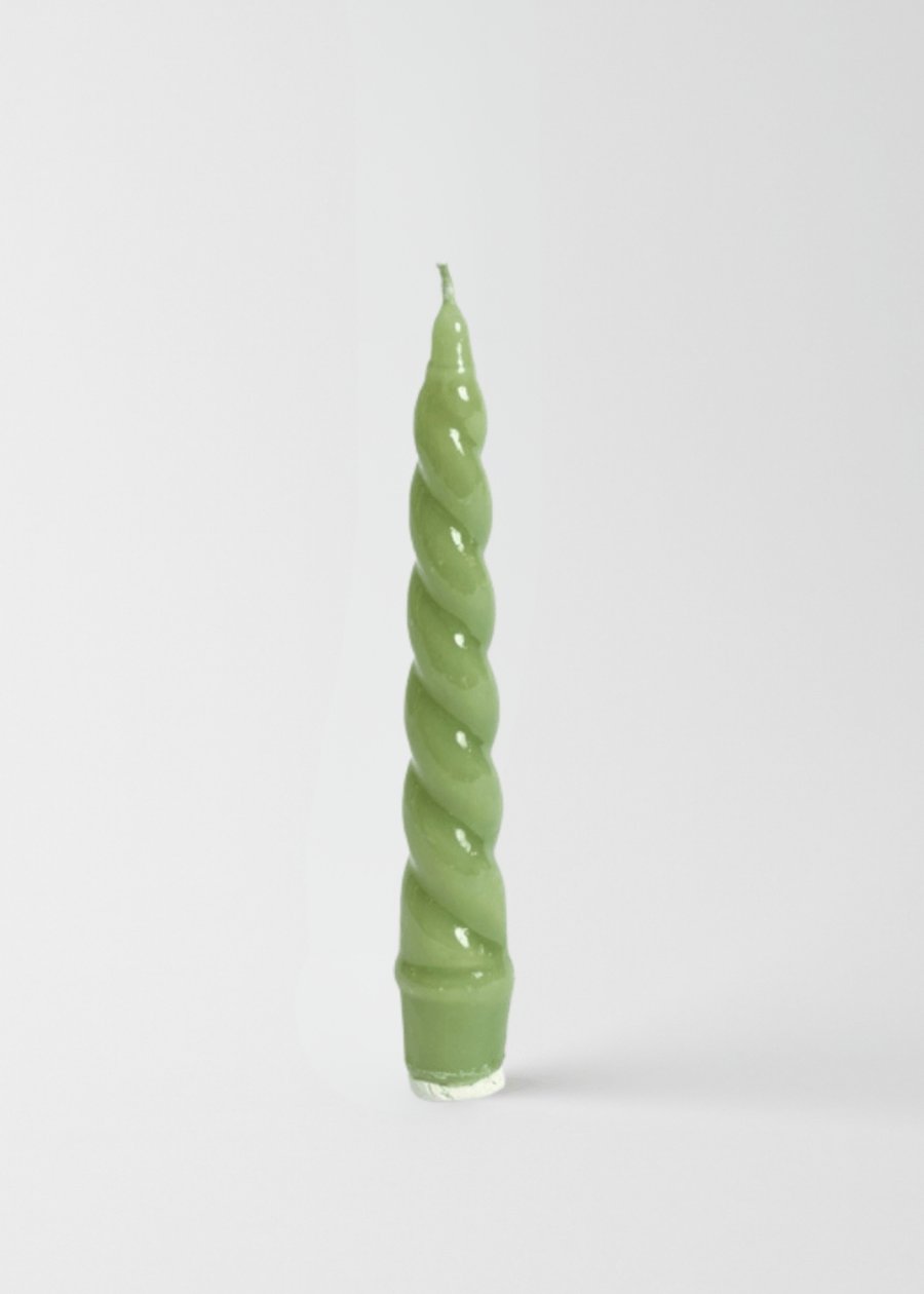 Vela Castiçal Espiral Verniz Verde Musgo