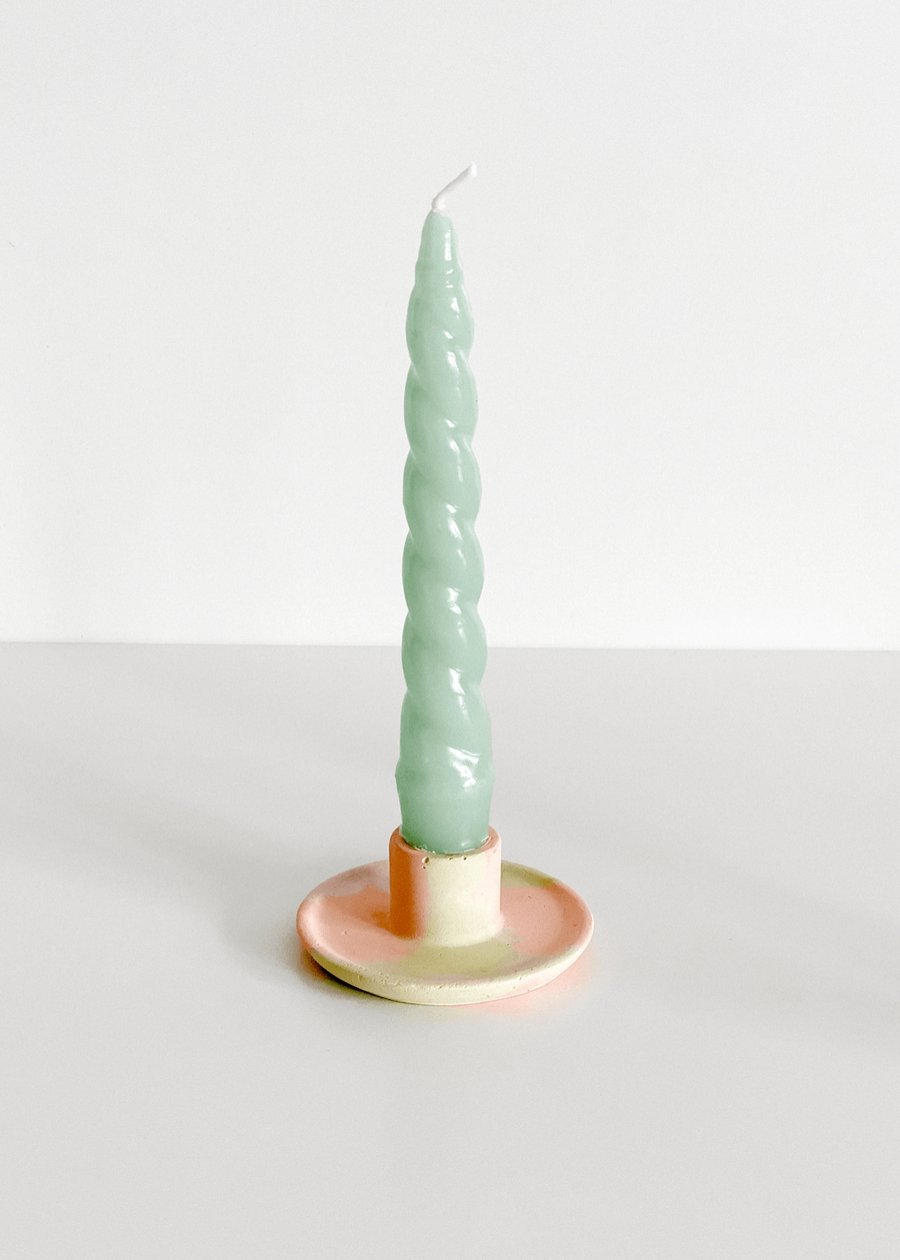 Vela Castiçal Espiral Verniz Verde Menta