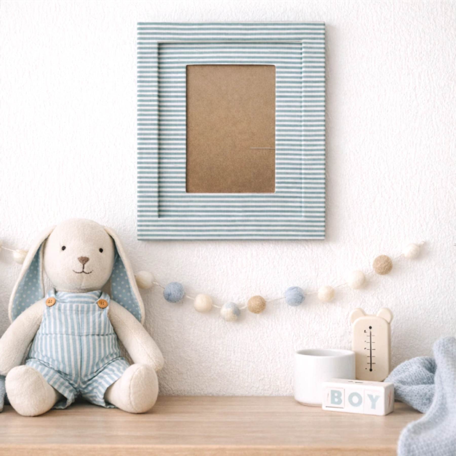 Quadro De Tecido Listrado Verde 2