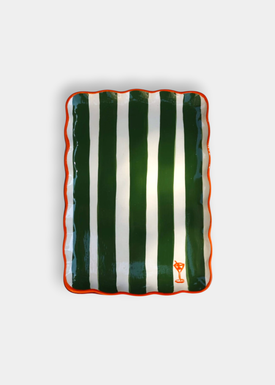 Travessa Stripes Musgo & laranja