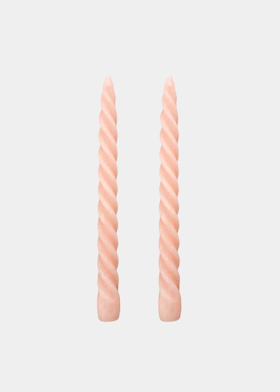 Dupla Vela Castiçal Twist Rosa