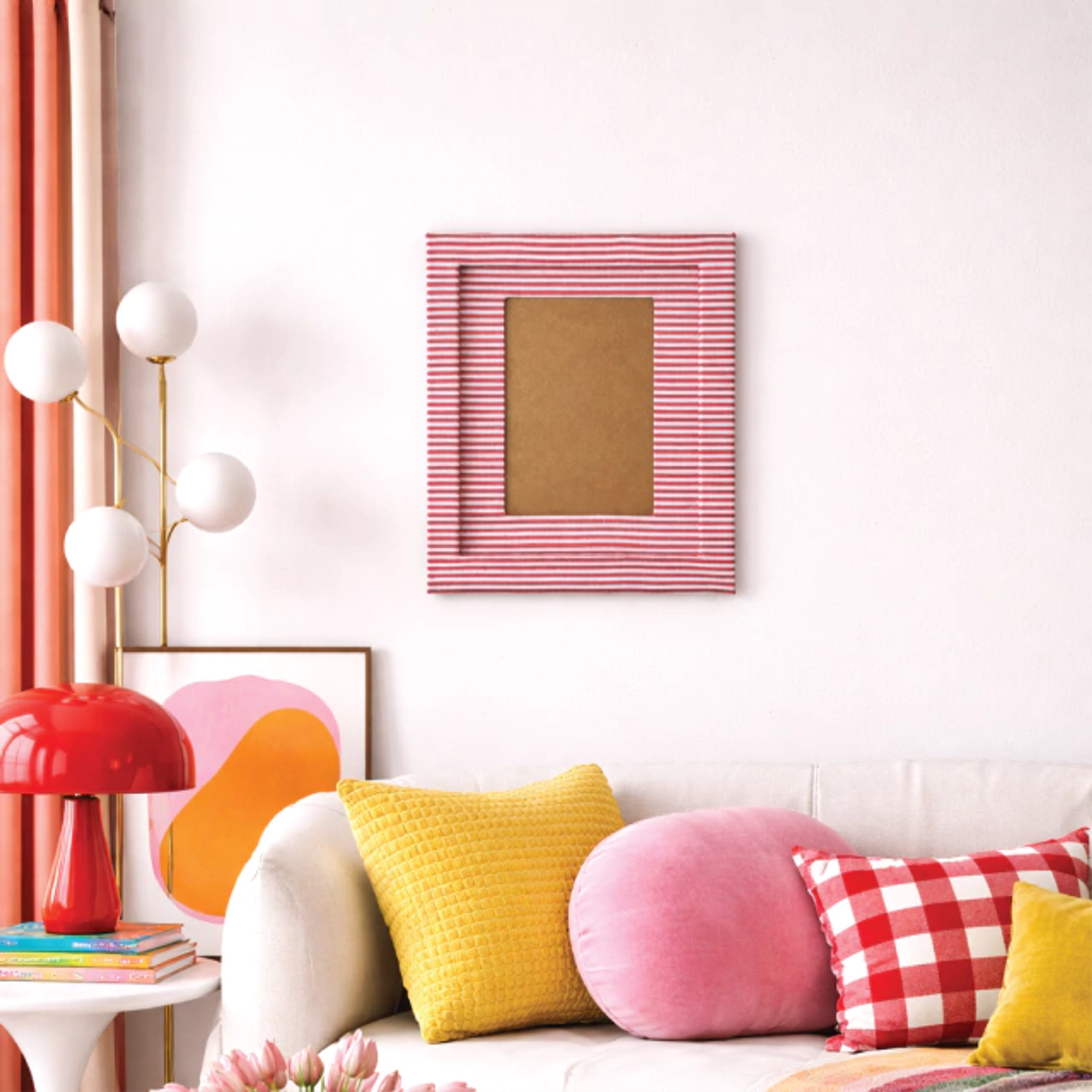 Quadro De Tecido Listrado Vermelho 2