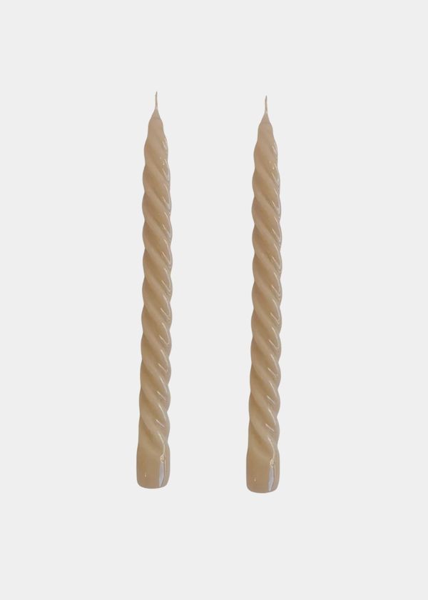 Dupla Vela Castiçal Twist Bege