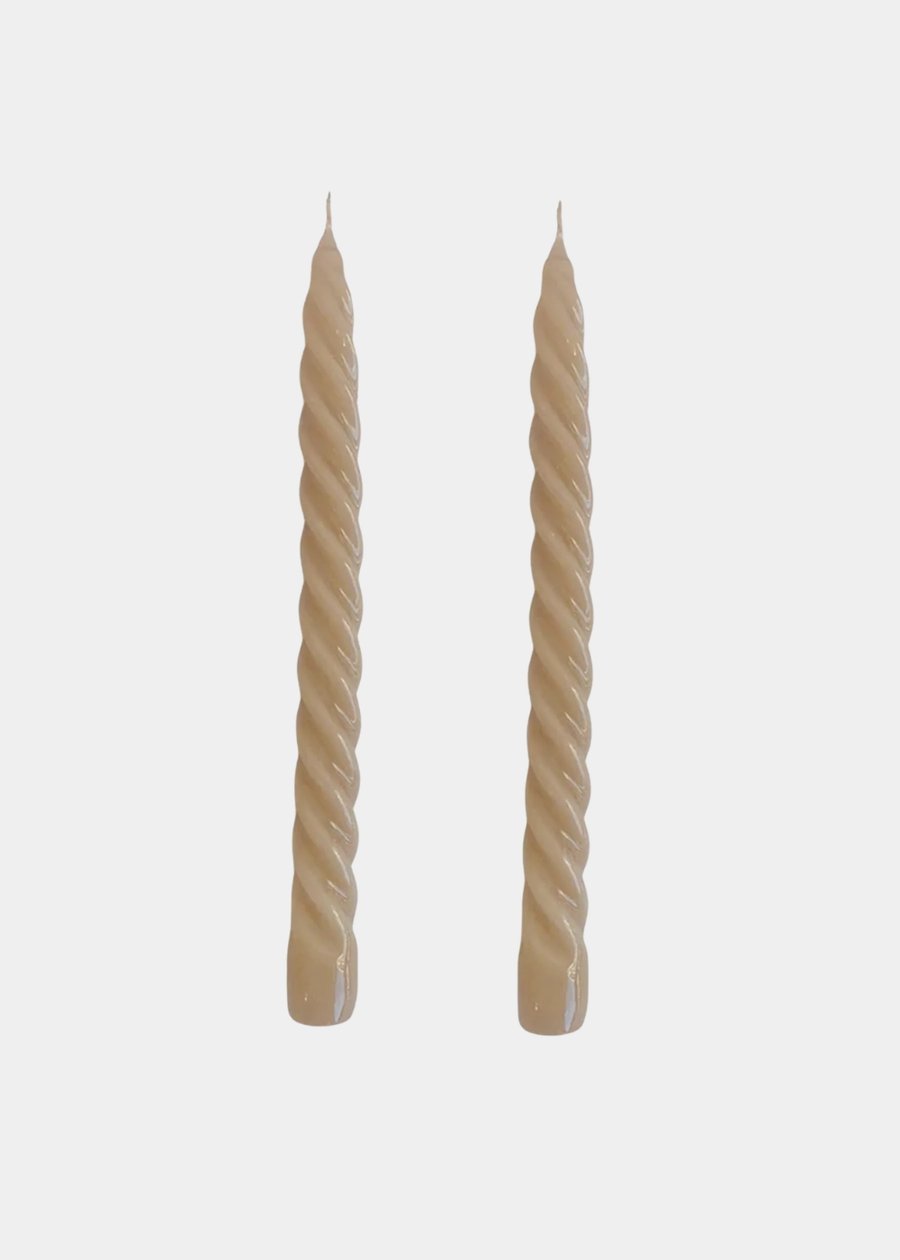 Dupla Vela Castiçal Twist Bege