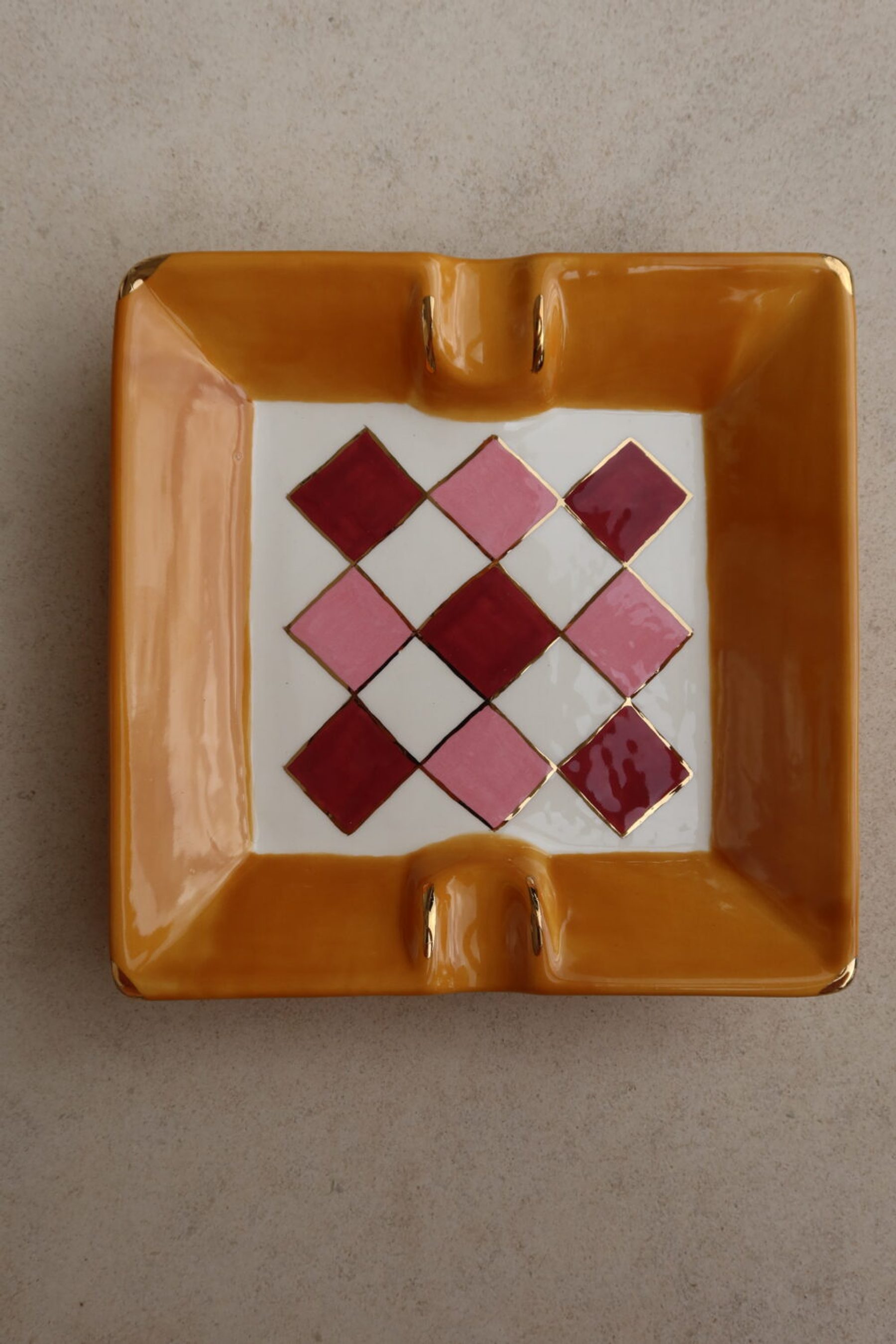 Cinzeiro Checkered Mostarda & Rosa 3