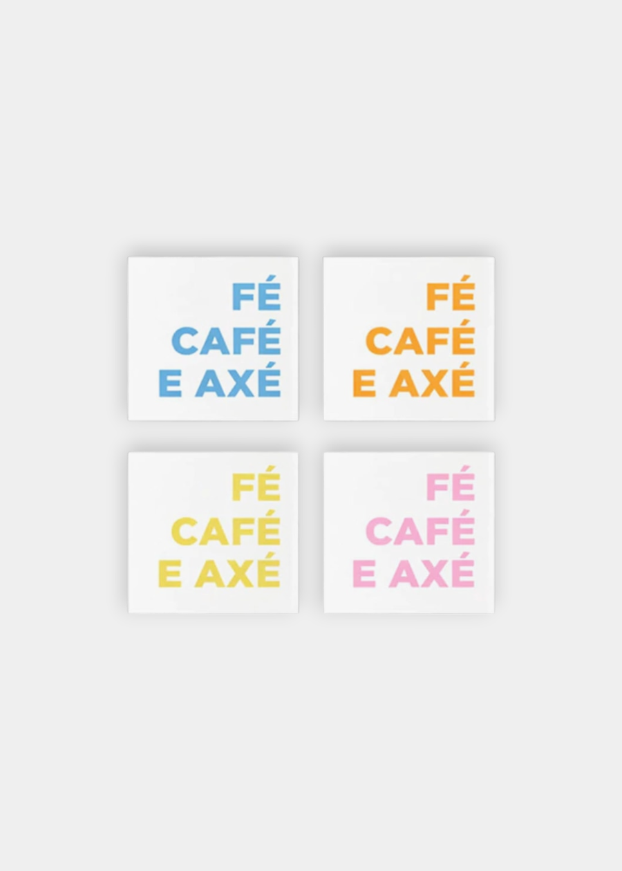 Set Porta Copos Fé, Café e Axé