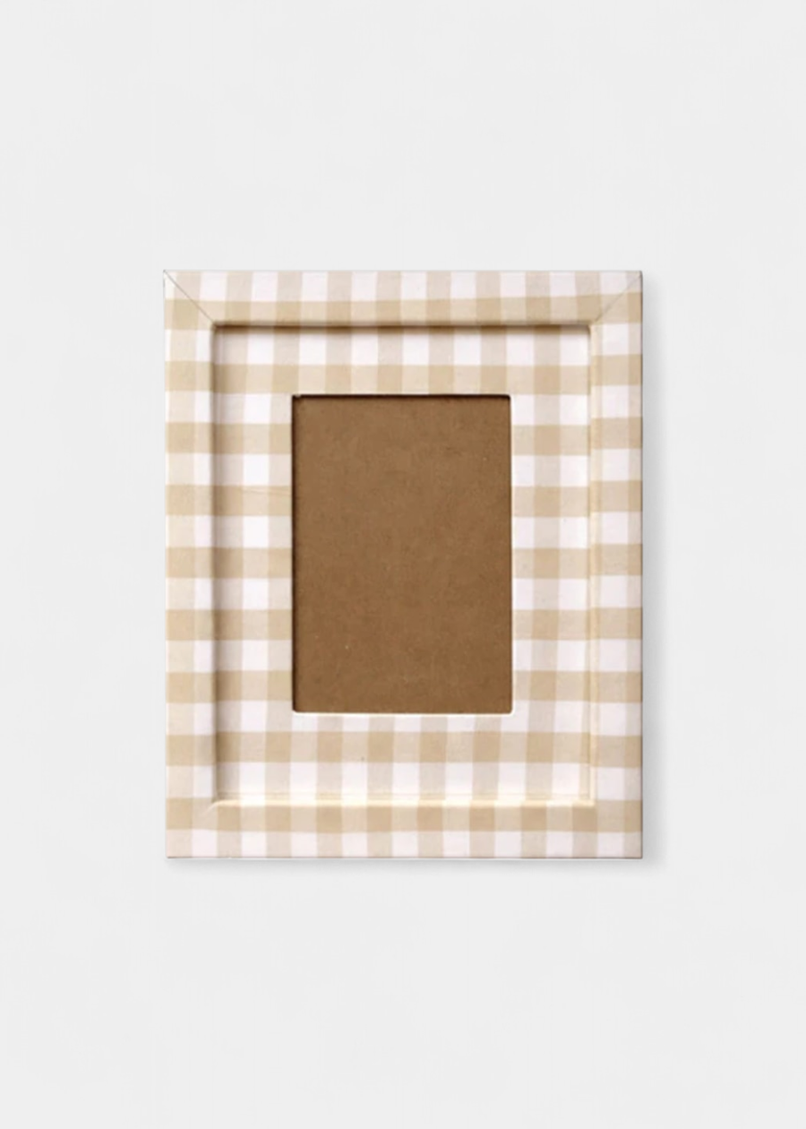 Quadro De Tecido Xadrez Bege