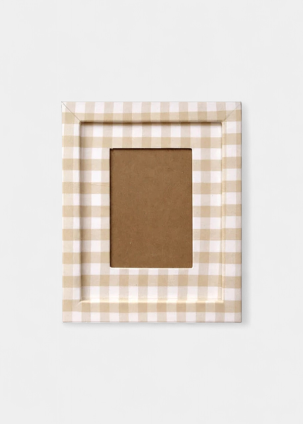 Quadro De Tecido Xadrez Bege