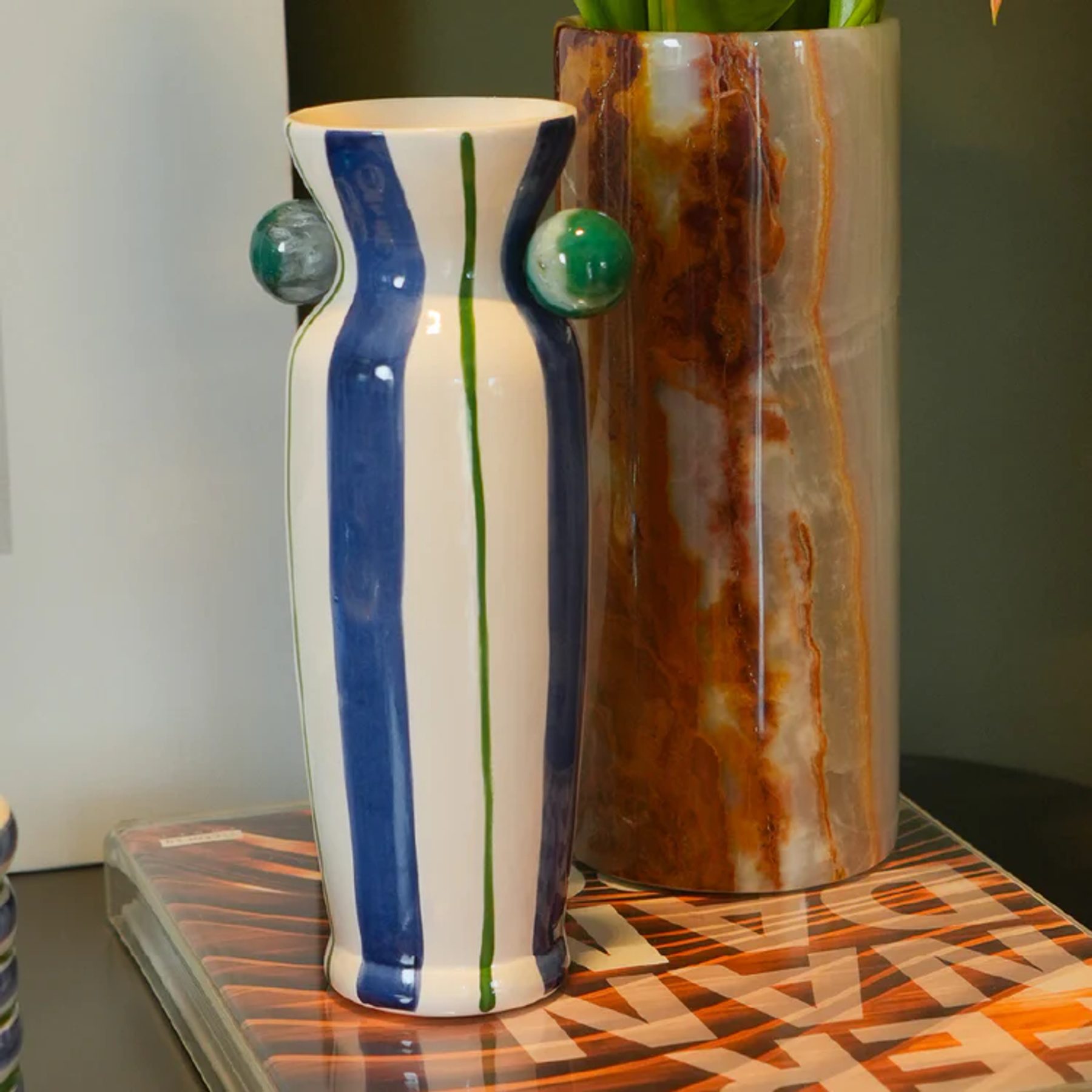 Vaso Cerâmica Agatas Azul 2