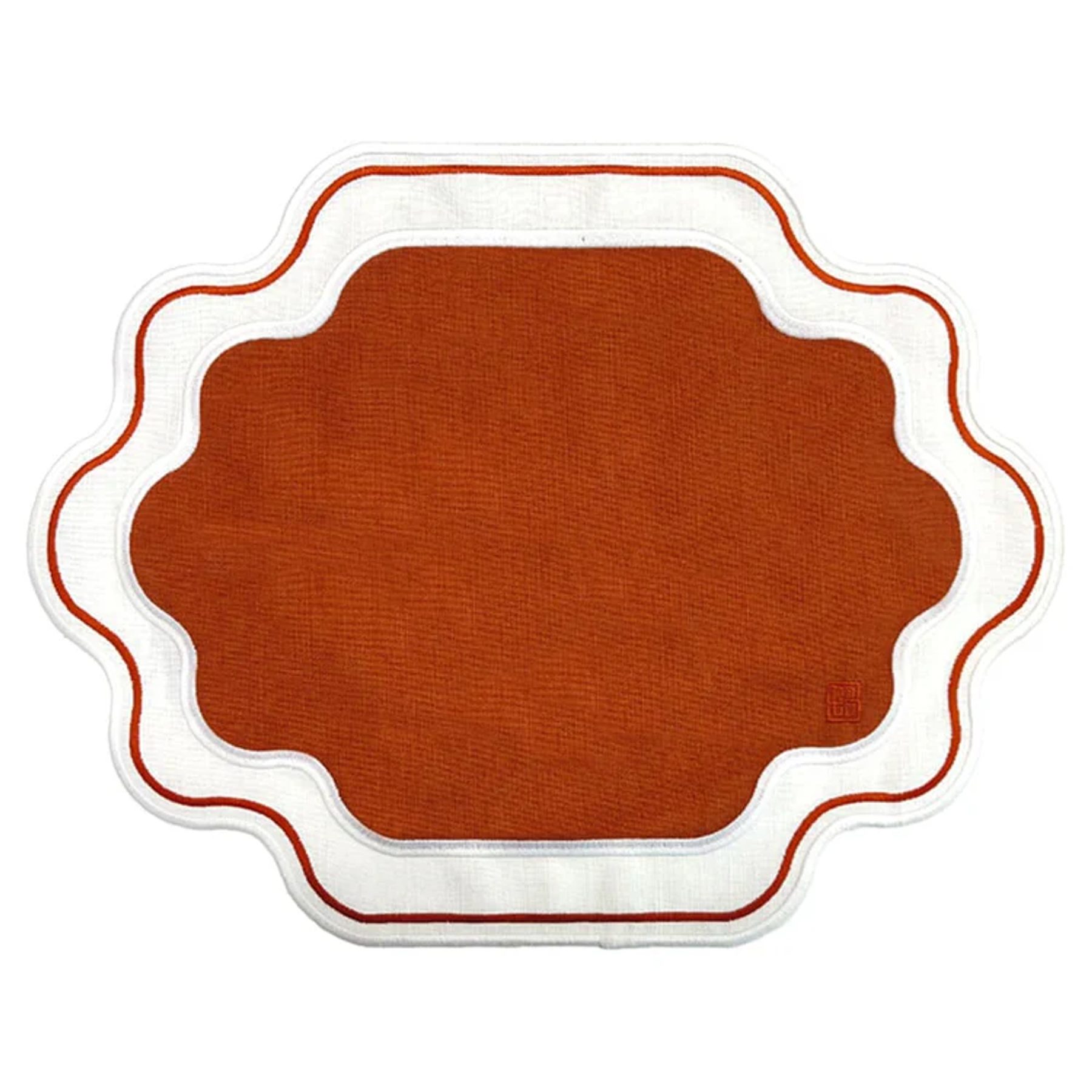 Jogo Americano Ella Terracota E Branco 3