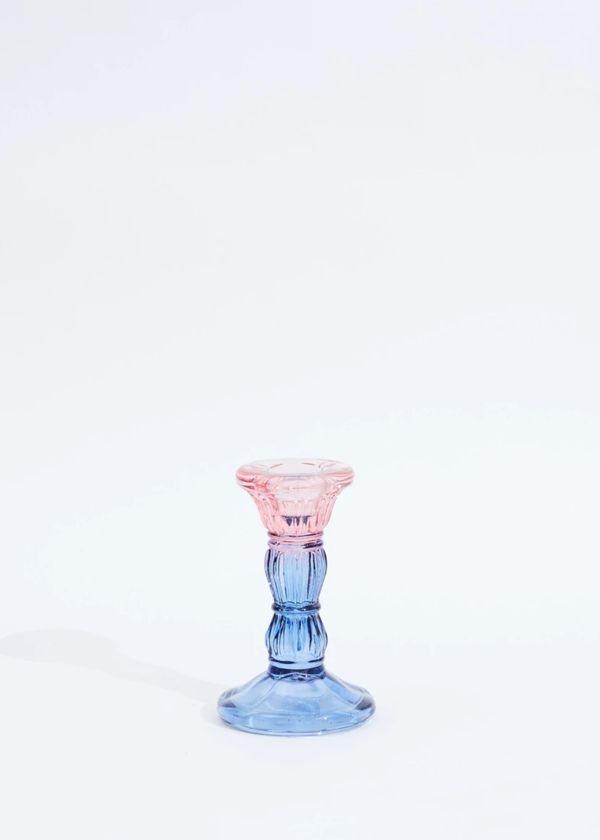 Castiçal Texturizado Bicolor Azul e Rosa P