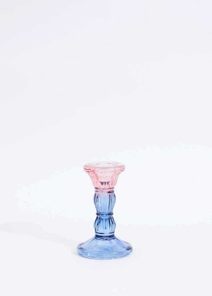 Castiçal Texturizado Bicolor Azul e Rosa P