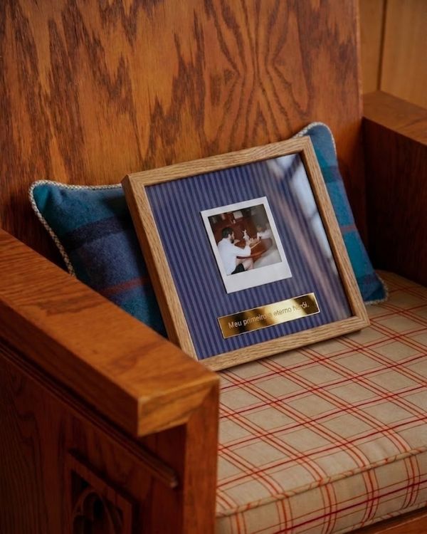 Quadro “Meu Primeiro E Eterno Herói” Com Polaroid Azul