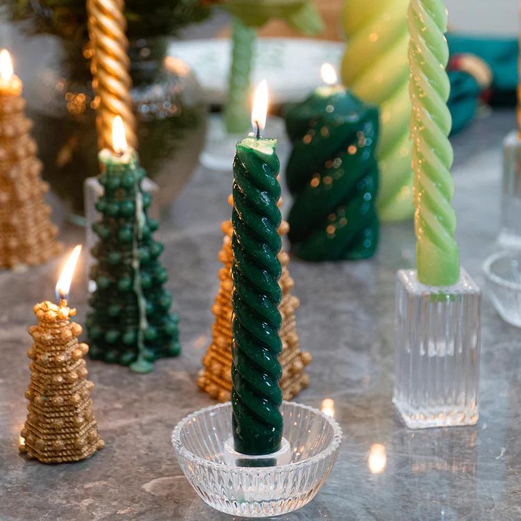 Vela Castiçal Twist Bold Verde Escuro