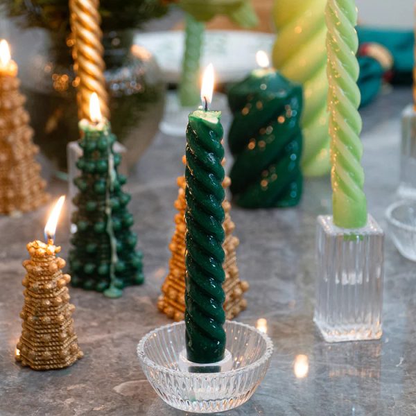 Vela Castiçal Twist Bold Verde Escuro