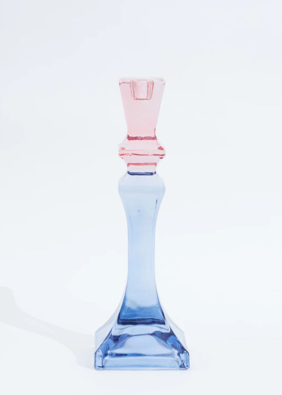 Castiçal Liso Bicolor Azul e Rosa G