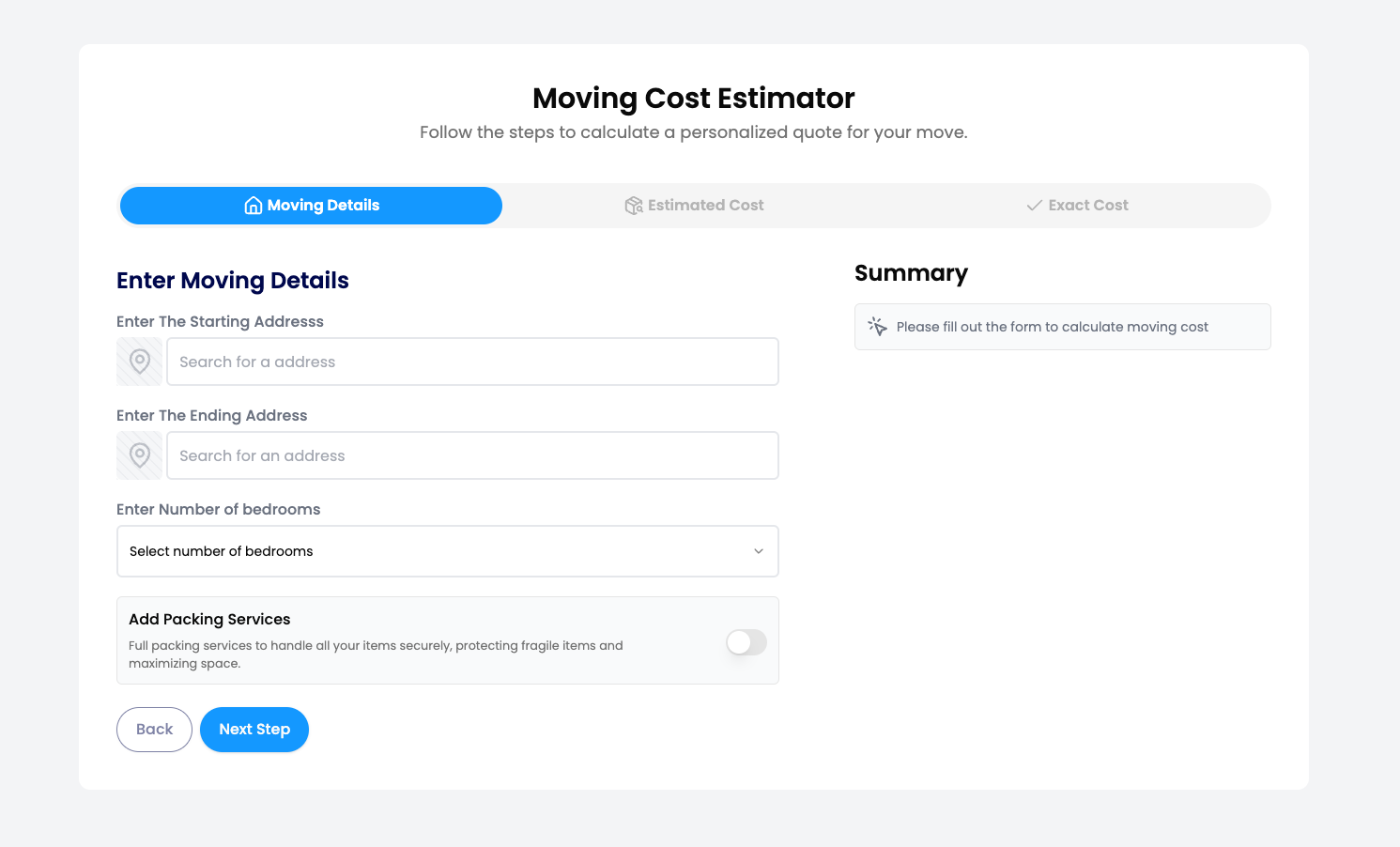 Saskatoon Moving Cost Calculator