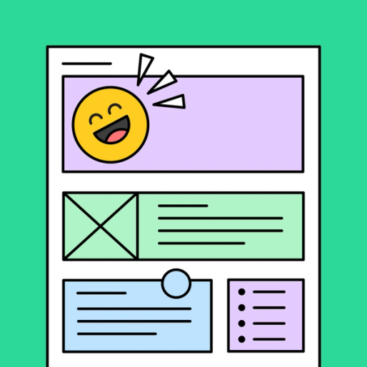 colorful newsletter with an overlayed laughing emoji