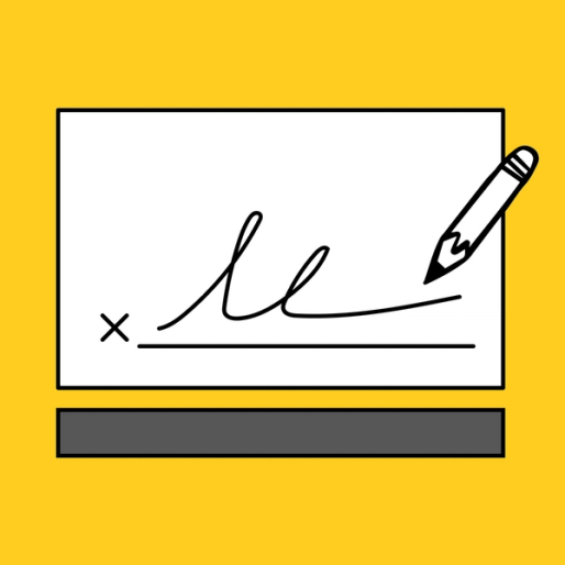 signature line with a pencil emoji
