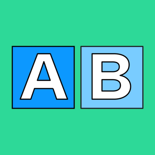 two blue squares with the letters A and B