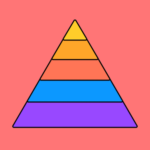 triangle divided up into multicolored sections